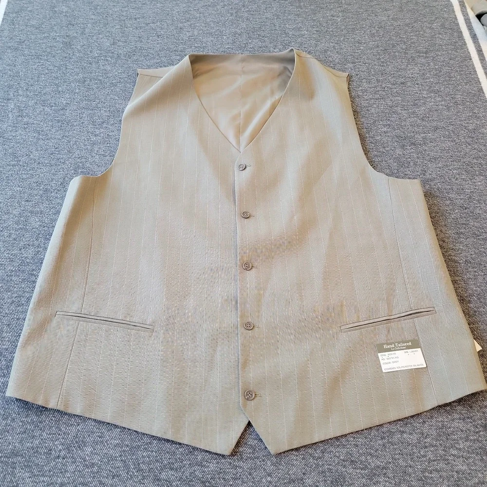 NWT Zandello Jacket Men's 56L Gray Pinstripe Blazer Sport Coat & Vest 5 Button